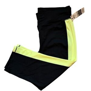 Ideology womans active leggings, cropped,color block black & yellow size 1X